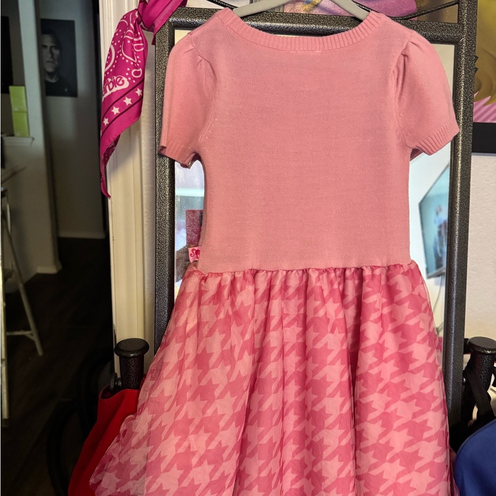 Pink Barbie Dress with Houndstooth Skirt size S 6/6x NWOT - Picture 5 of 5